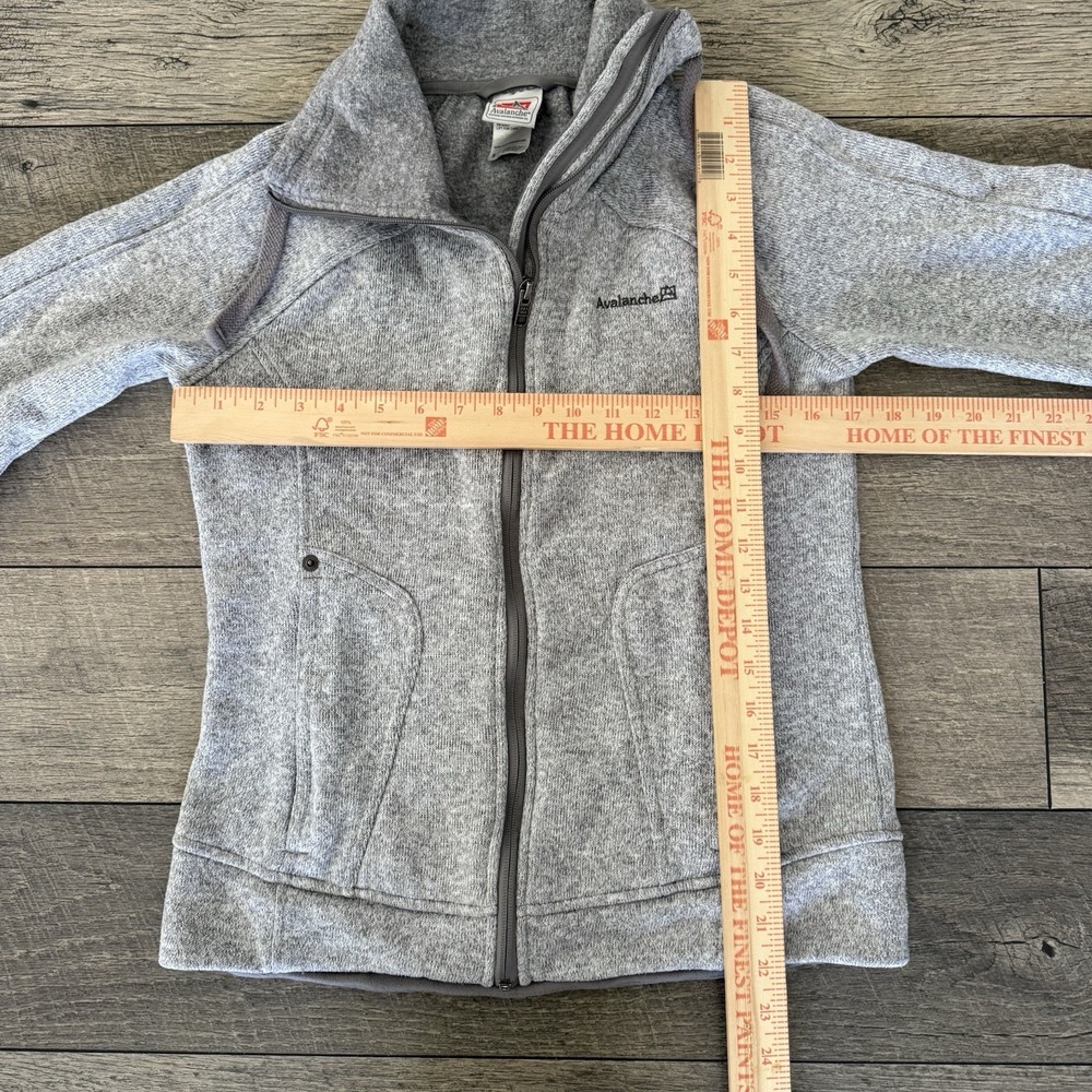 Avalanche Fleece Lined Zip Up Jacket Womens S Gray Mock Neck Long Sleeve Knitted - Picture 7 of 9